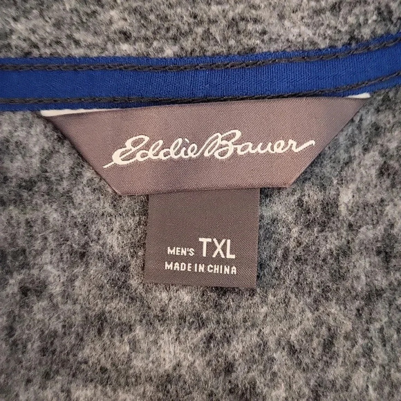 🛍Eddie Bauer Chutes Mens TXL Grey Mock Neck Quarter Snap Fleece Outdoor Warm - Picture 3 of 8